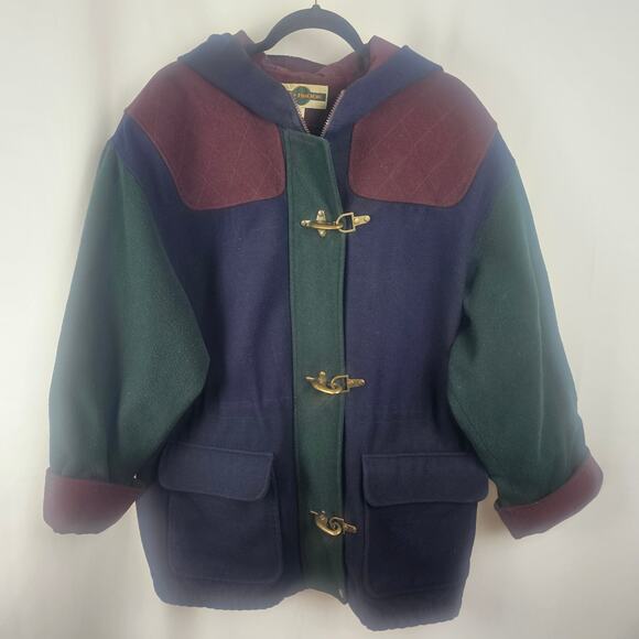 Outbrook Other - Vintage 80s OutBrook Colorblock Wool Hooded Jacket Mens L Firemans Clasp Korea